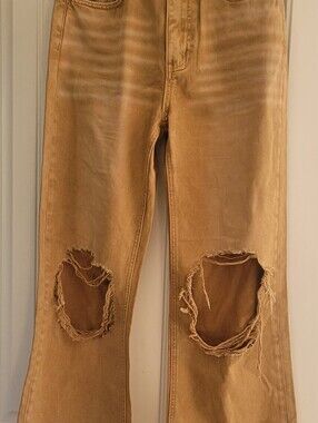 VERVET Rust/Dark Camel Distressed Min Wash Denim Ankle Jeans, EUC, Sz 27,  FALL!